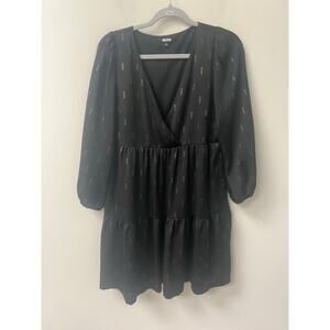 Madewell Black Mini Dress with Subtle Pattern
